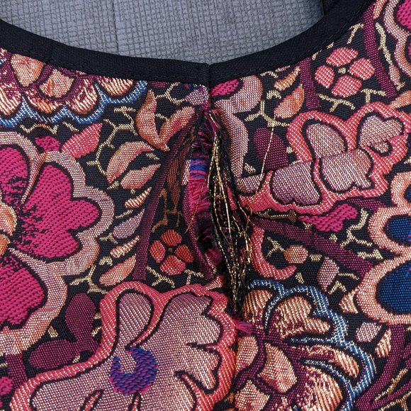 Eyeshadow Metallic Floral A-Line Dress (RIPPED SEAM-SEE DESCRIPTION) - Picture 5 of 11